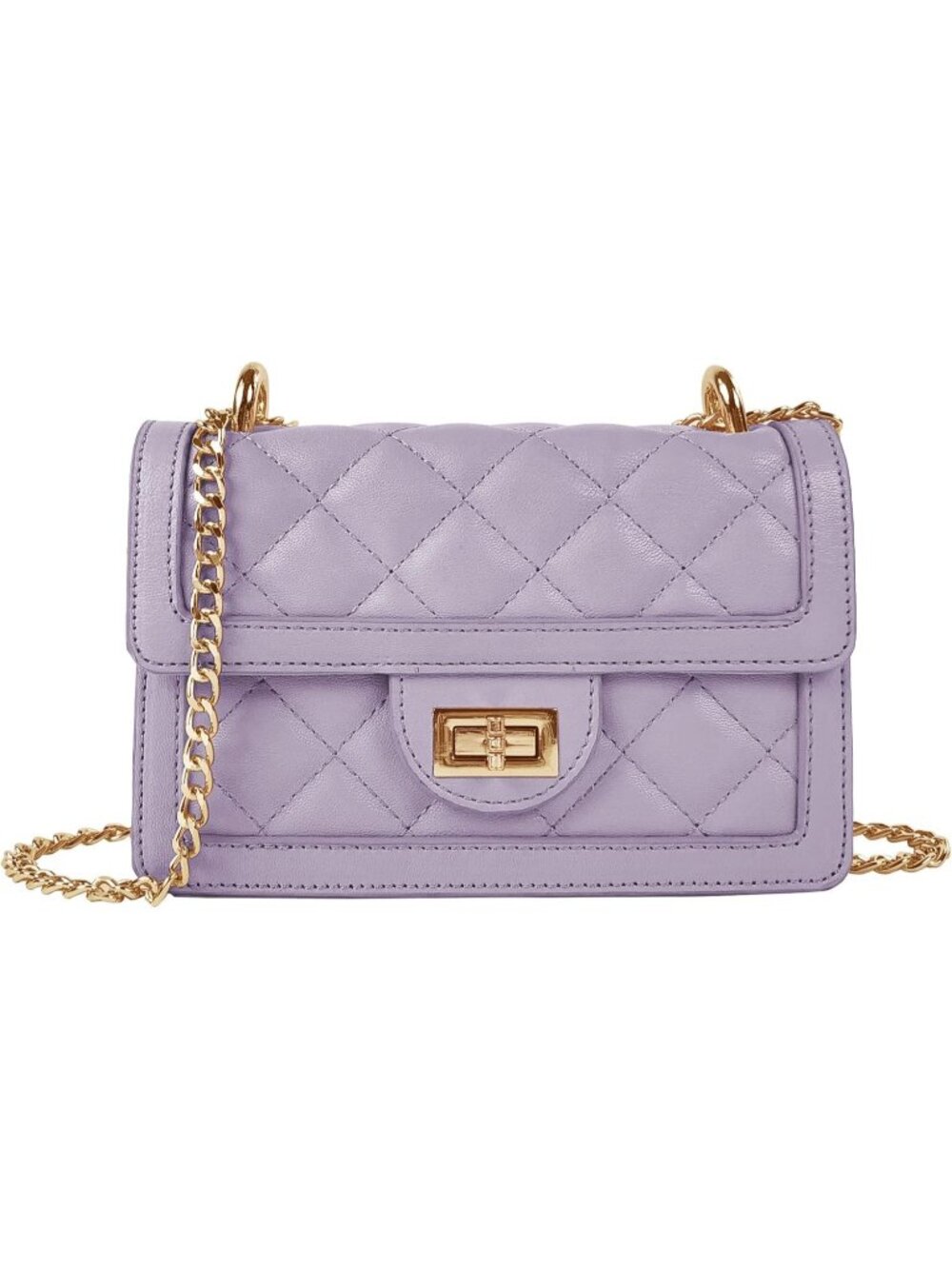 Women's Lavender Small Quilted Imported Cross Body Mini Shoulder Bag Purse